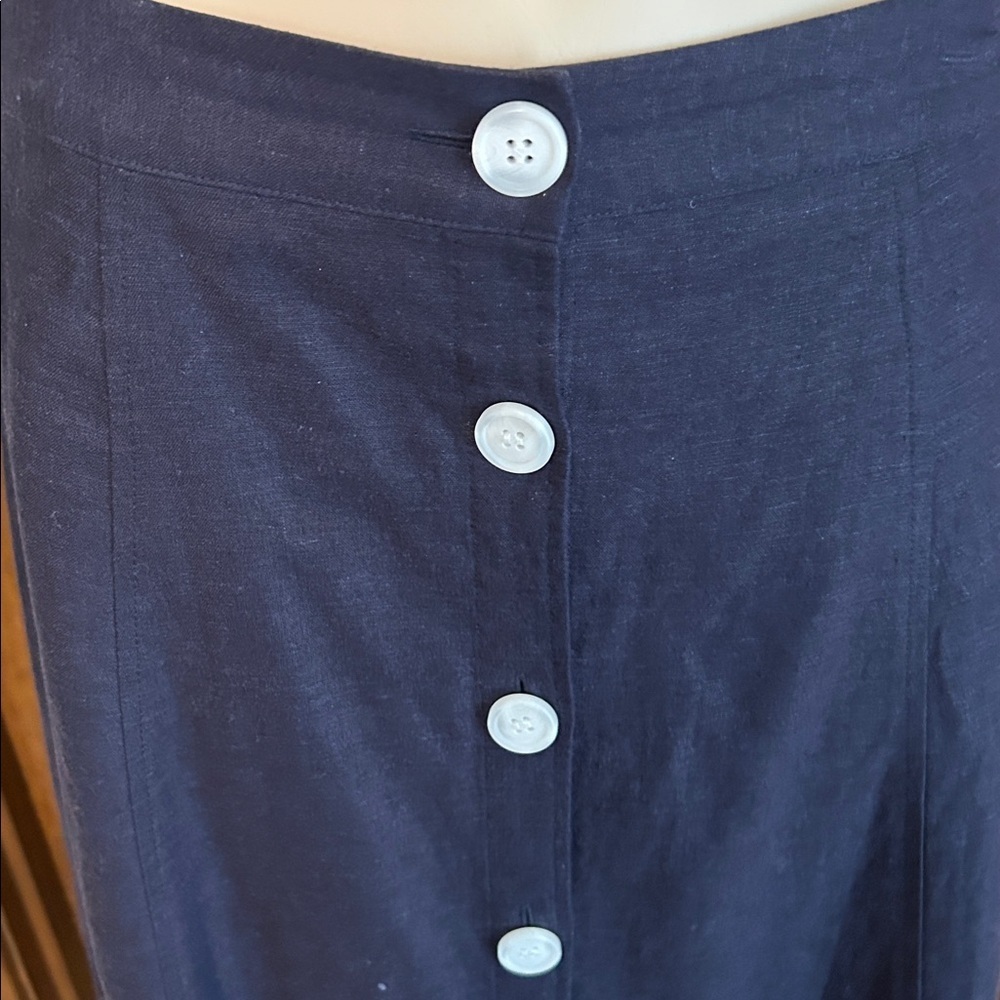 1901 COLOR BLOCK LINEN BLEND RED BLUE WITH POCKETS MIDI SKIRT SZ8 - Picture 2 of 10